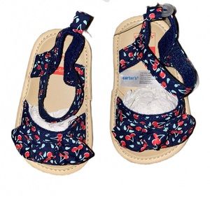Carter’s Baby Girl Navy Cherry Summer Sandals Size 2 (3-6 Months)